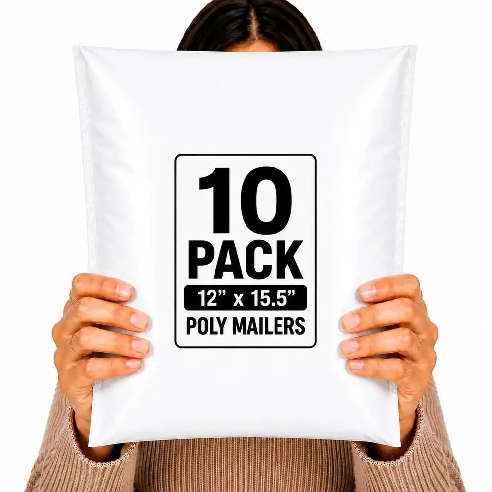 POLYMAILERS WHITE SHIPPING BAGS (10 PACK) 12
